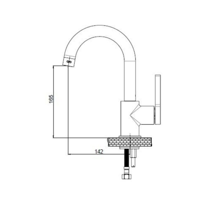 GPD Gildo Mtl165-s-r Tek Gövde Lavabo Bataryası Siyah-rose Gold