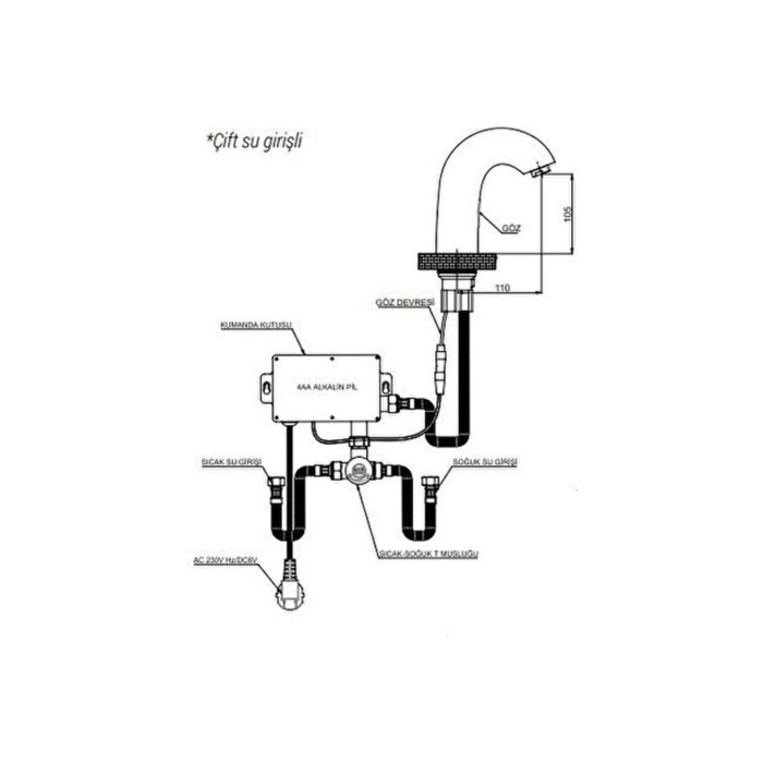 GPD Fotoselli Çift Su Girişli Lavabo Bataryası Flb10 8697557283820