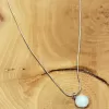 Kalsedon Doğal Taşı Zincirli El Yapımı Kolye Uç: 1,5 cm Zincir: 20 cm Kutulu