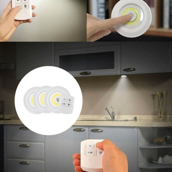 Uzaktan Kumandalı Yapışkanlı 3lü Led Spot Lamba