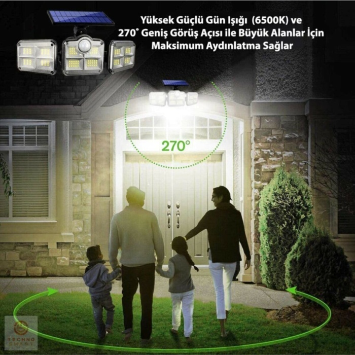 Uzaktan Kumandalı 122 Led Sensörlü Bahçe Lambası