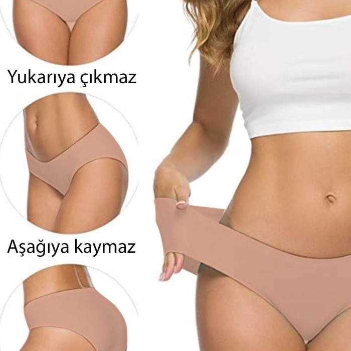 7 Adet Kadın Dikişsiz Lazer Kesim Esnek İz yapmayan Külot S10