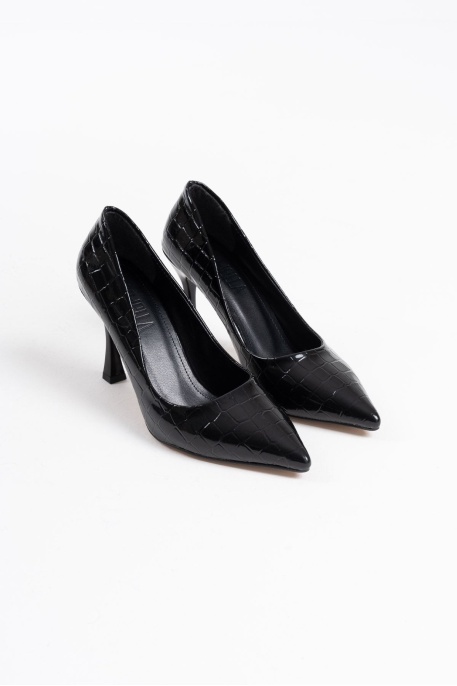 Kadın Siyah Kroko Rugan Stiletto TR08MS10A