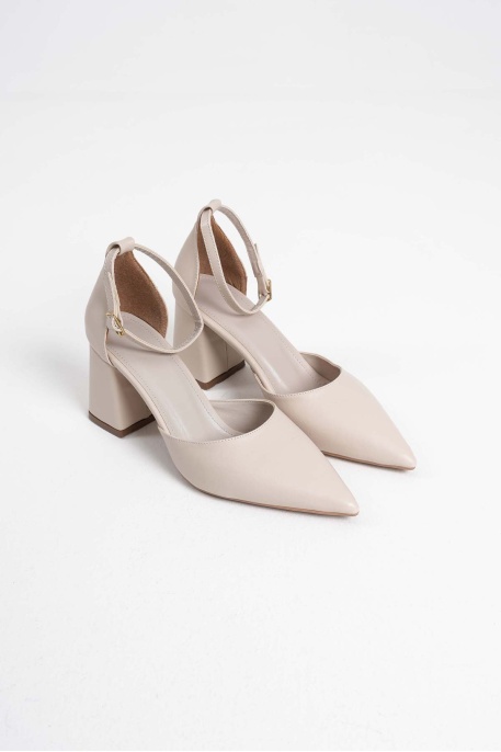 Bej Cilt Kadın Topuklu Ayakkabı TR08MS11G