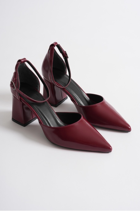 Bordo Rugan Kadın Topuklu Ayakkabı TR08MS11H