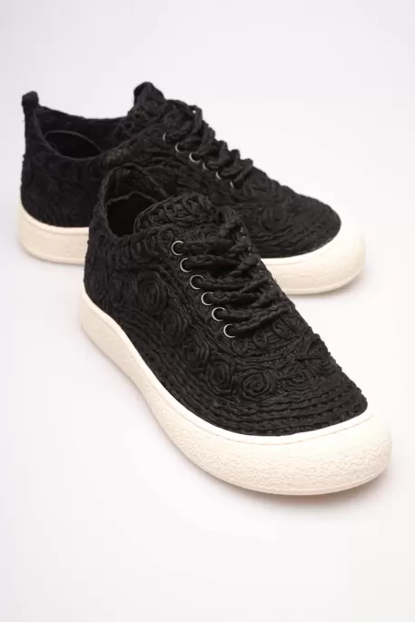 Kadın Bej Örgü Detaylı Günlük Sneaker Rahat ve Hafif Spor Ayakkabı TR01MY01A