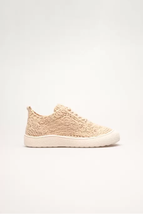 Kadın Bej Örgü Detaylı Günlük Sneaker Rahat ve Hafif Spor Ayakkabı TR01MY01C