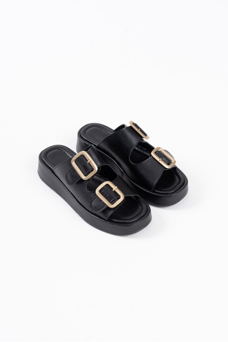 Siyah Cilt Tokalı Terlik TR17MY01A