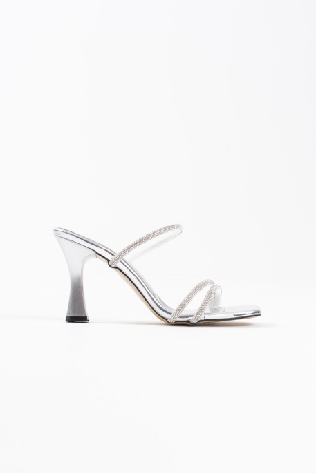 Gümüş Ayna Taşlı Kadın Topuklu Terlik TR20MY01E