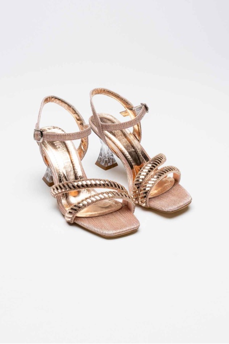 Rose Gold Taşlı Kadın Topuklu Sandalet TR25MY05B
