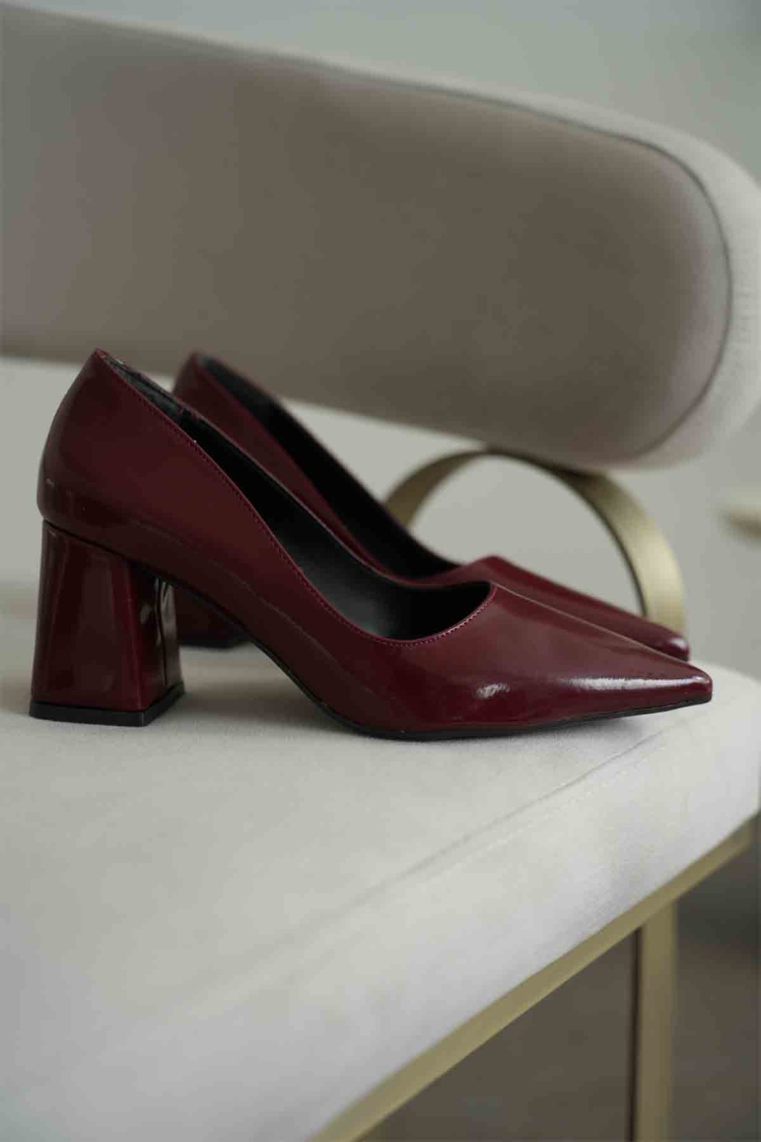 Bordo Rugan Kadın Topuklu Ayakkabı TR08MS16G