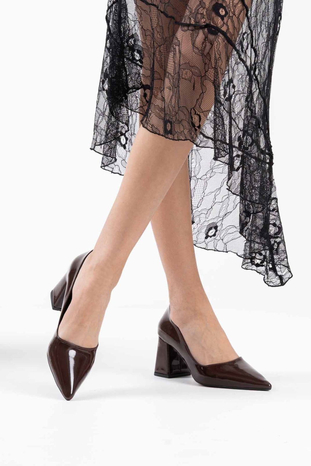 Acı Kahve Rugan Kadın Topuklu Ayakkabı TR08MS16F