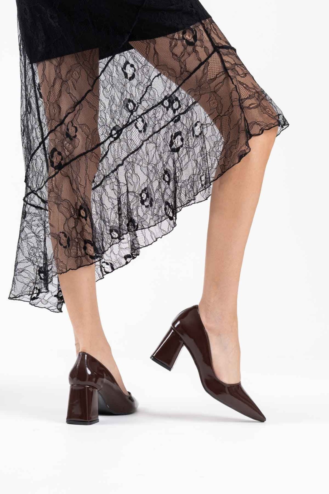 Acı Kahve Rugan Kadın Topuklu Ayakkabı TR08MS16F