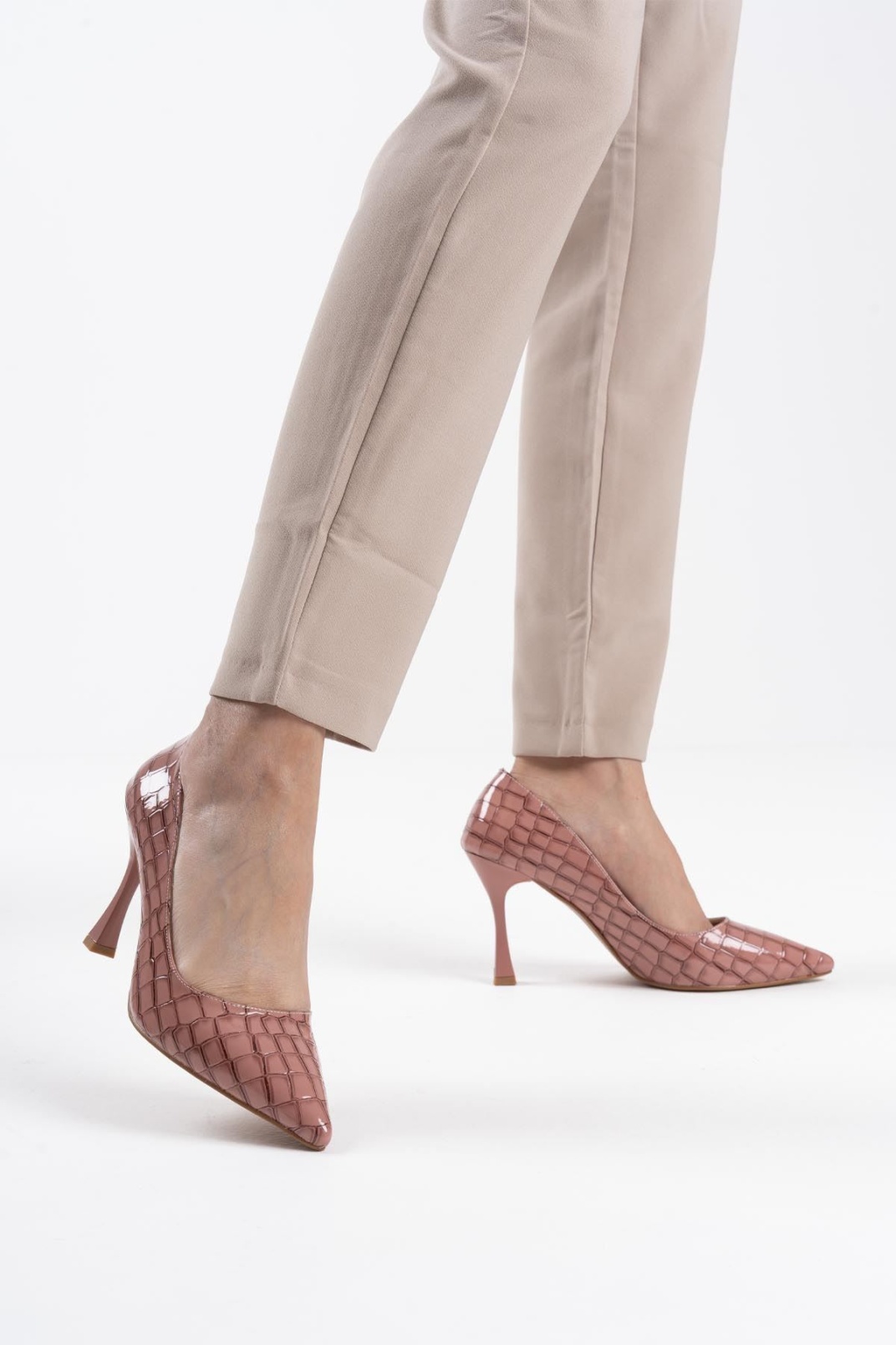 Kadın Somon Kroko Rugan Stiletto TR08MS10B