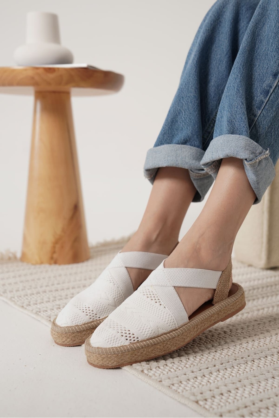 Kadın Beyaz Espadril Ayakkabı TR19MY01B