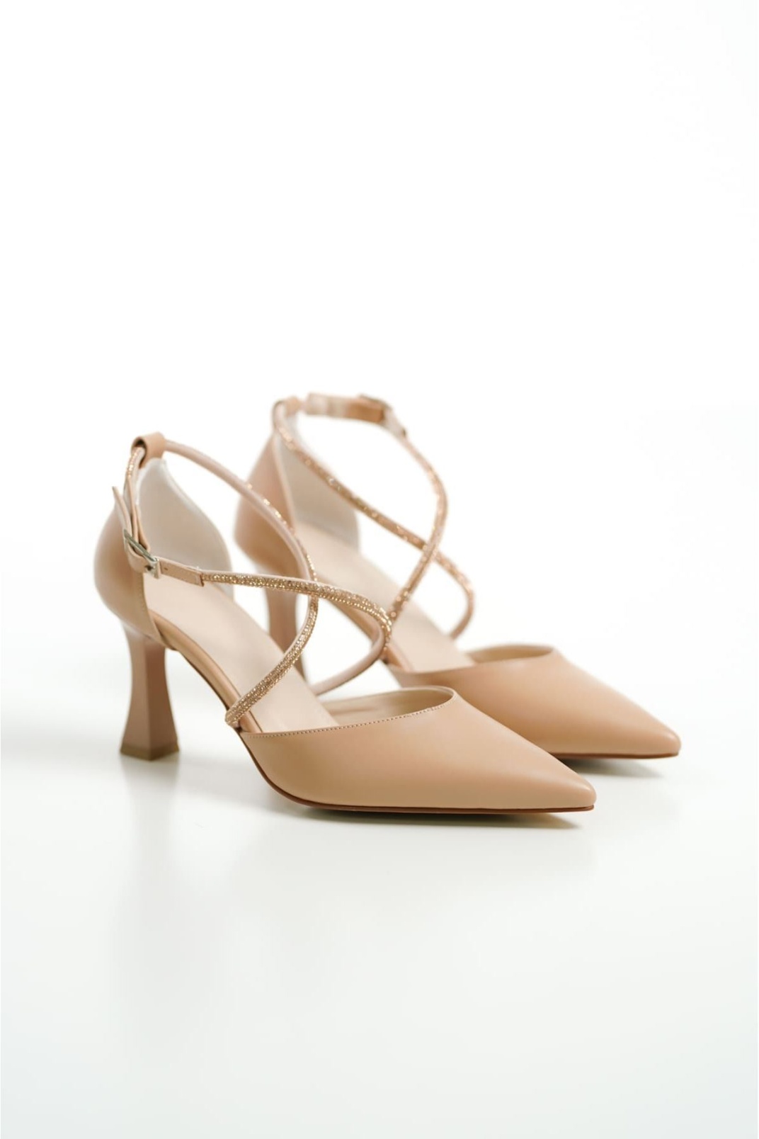 Taşlı Kadın Nude Topuklu Ayakkabı TR12MS03D