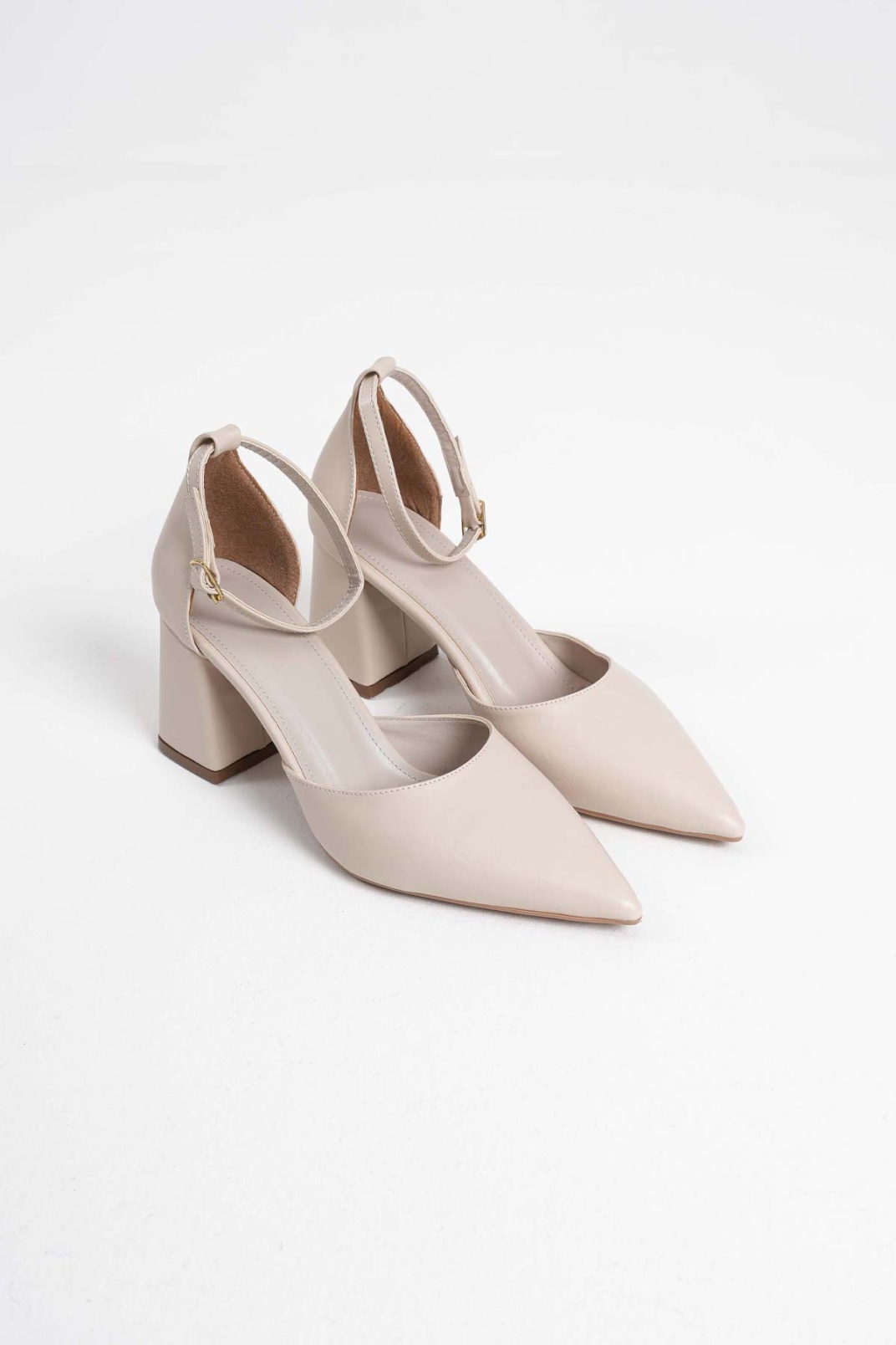 Bej Cilt Kadın Topuklu Ayakkabı TR08MS11G