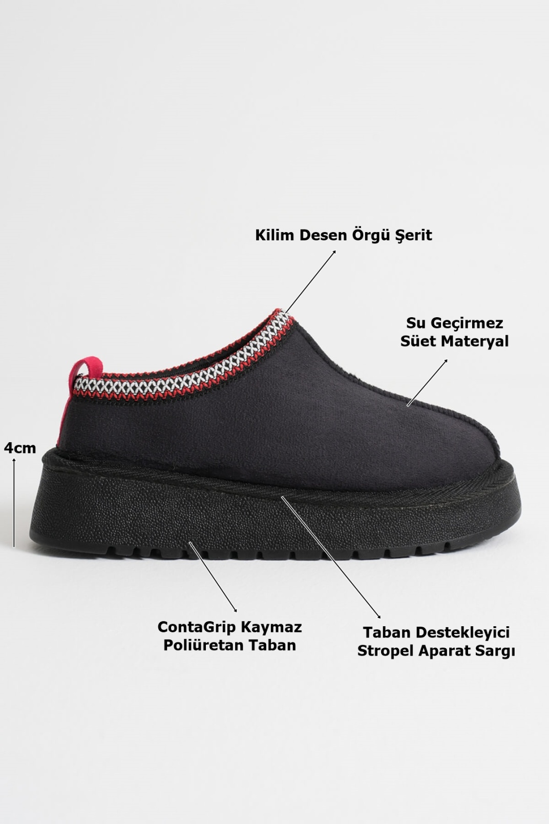 Kadın Siyah Kışlık Kürklü Terlik TR14MK01A