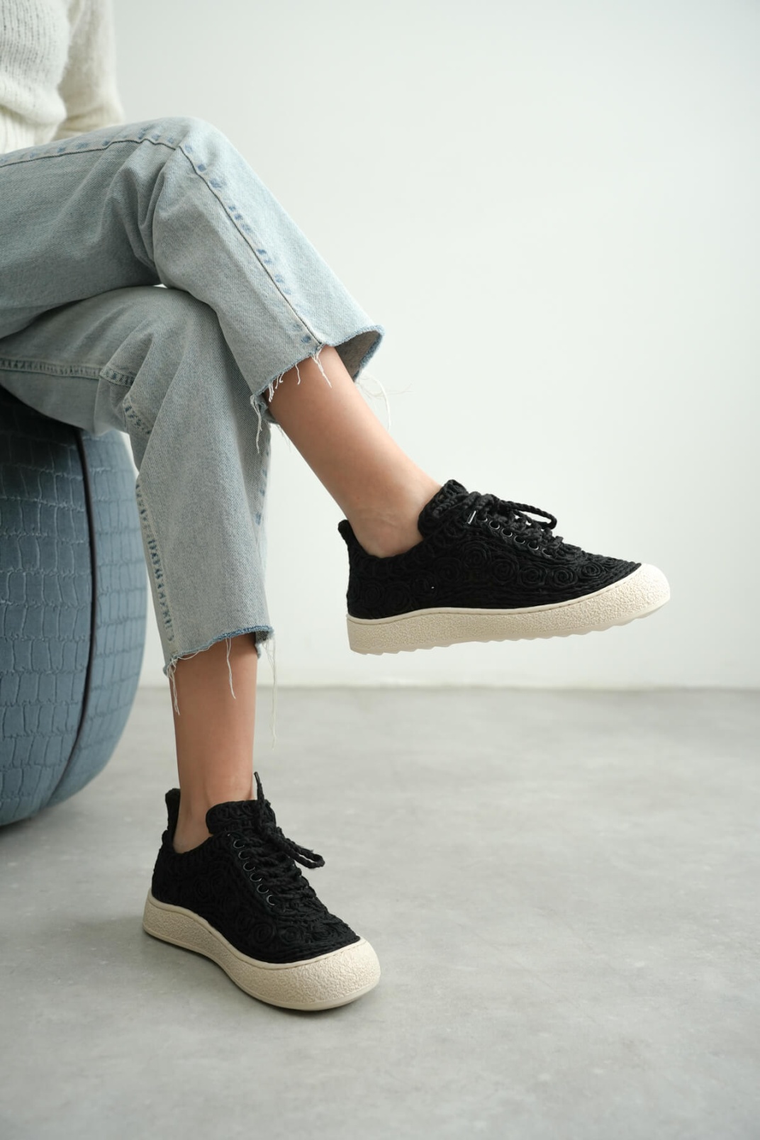 Kadın Bej Örgü Detaylı Günlük Sneaker Rahat ve Hafif Spor Ayakkabı TR01MY01A