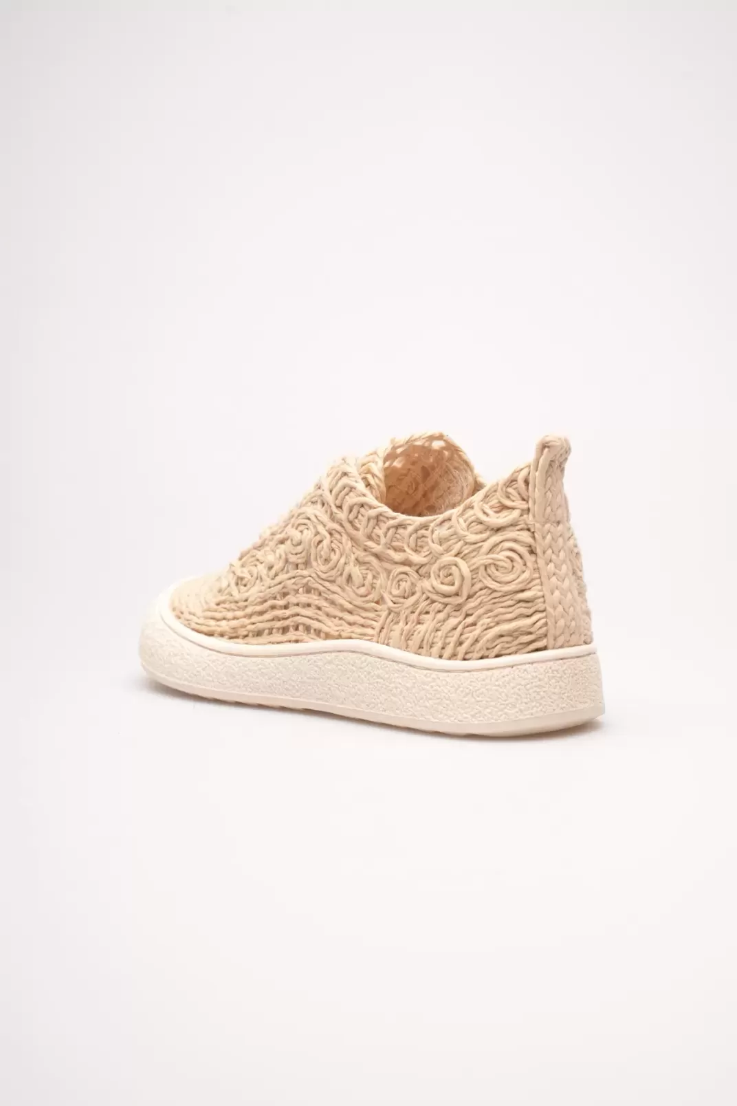 Kadın Bej Örgü Detaylı Günlük Sneaker Rahat ve Hafif Spor Ayakkabı TR01MY01C