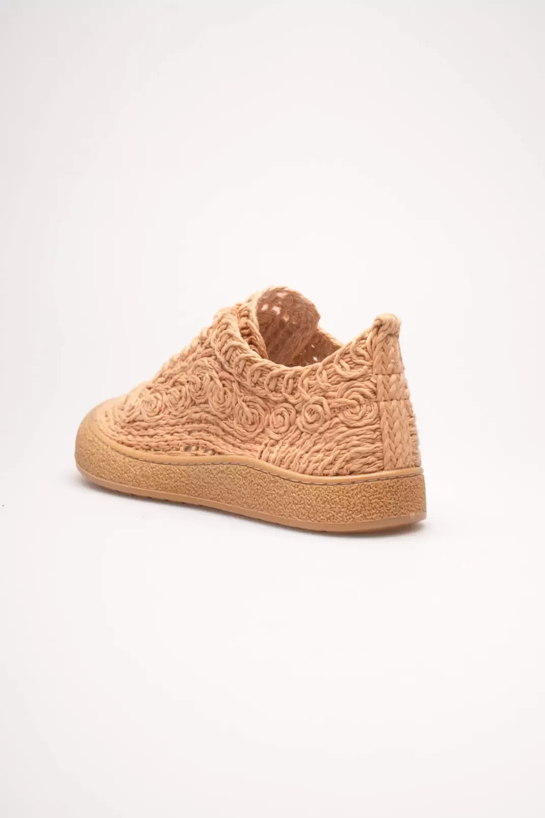 Kadın Taba Örgü Detaylı Günlük Sneaker Rahat ve Hafif Spor Ayakkabı TR01MY01D