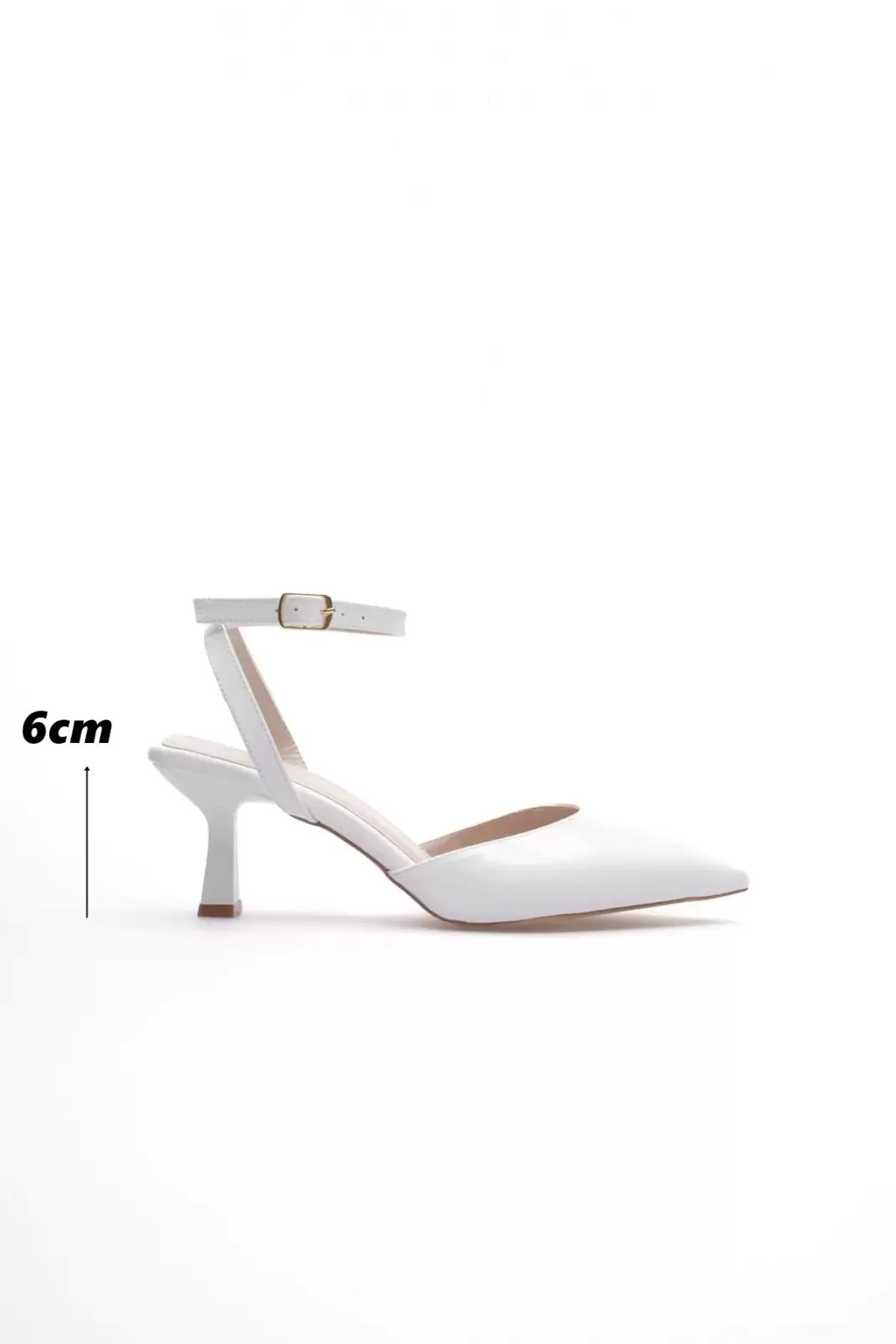 Kadın Beyaz Rugan Topuklu Ayakkabı TR03MS02B