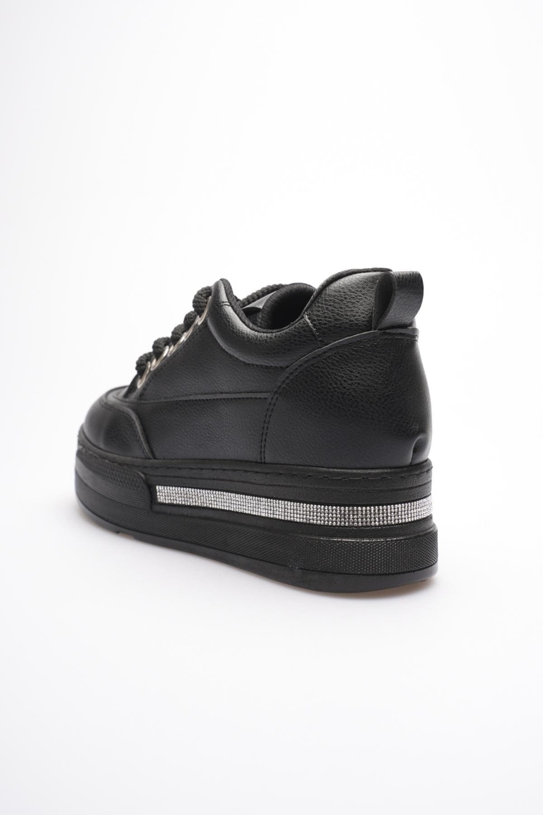 Kadın Siyah Tabanlı Siyah Gizli Topuklu Sneaker TR04MS01D