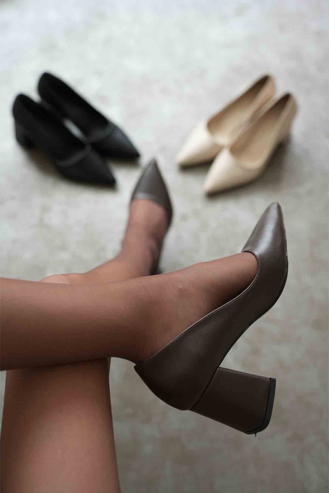 Acı Kahve Cilt Kadın Topuklu Ayakkabı TR08MS16C