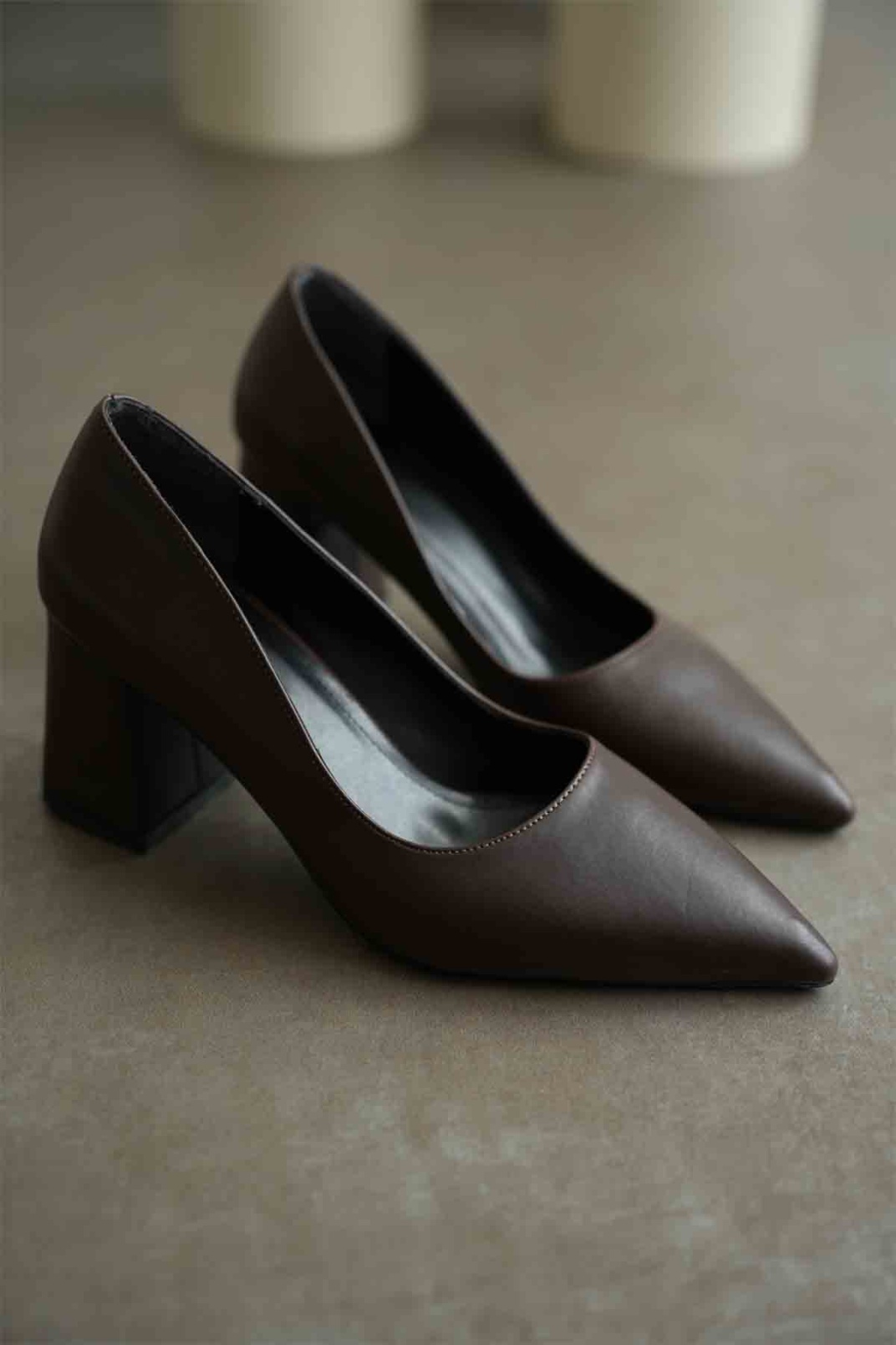 Acı Kahve Cilt Kadın Topuklu Ayakkabı TR08MS16C