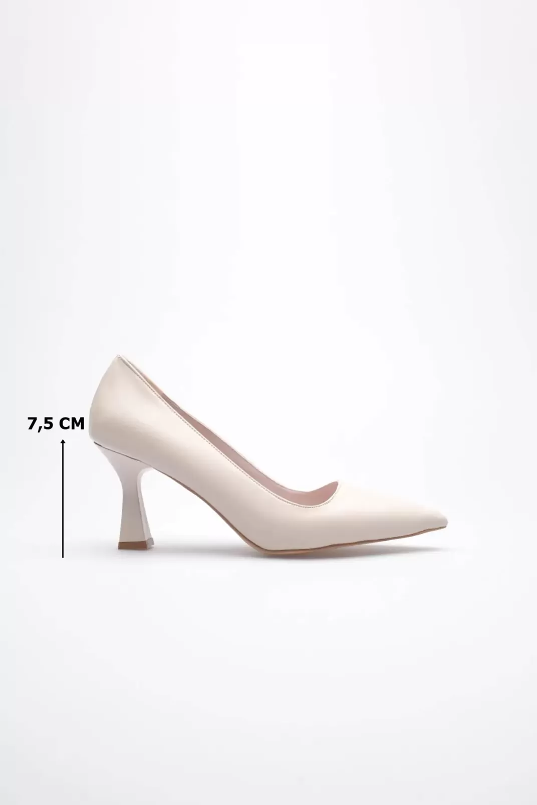 Bej Sivri Burun Orta Topuklu Kadın Stiletto TR20MS02C