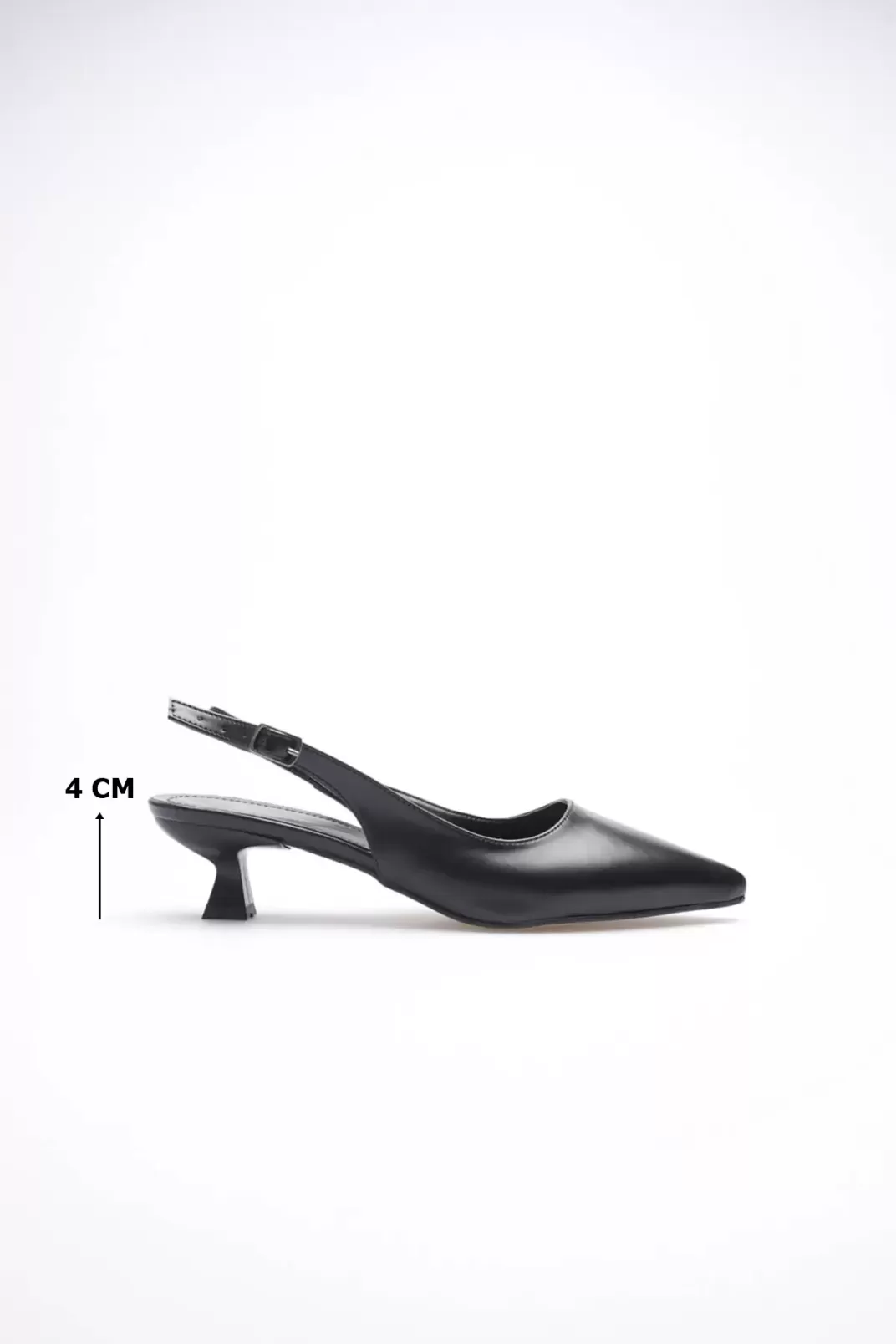 Kadın Siyah Sivri Burun Slingback Kısa Topuklu Ayakkabı TR20MS04A