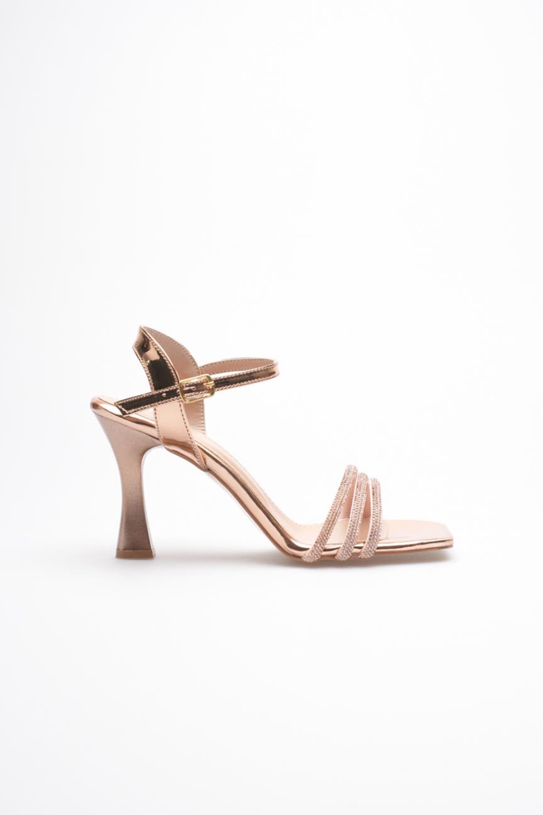 Rose Gold Taşlı İnce Topuklu Abiye Sandalet TR20MY15G