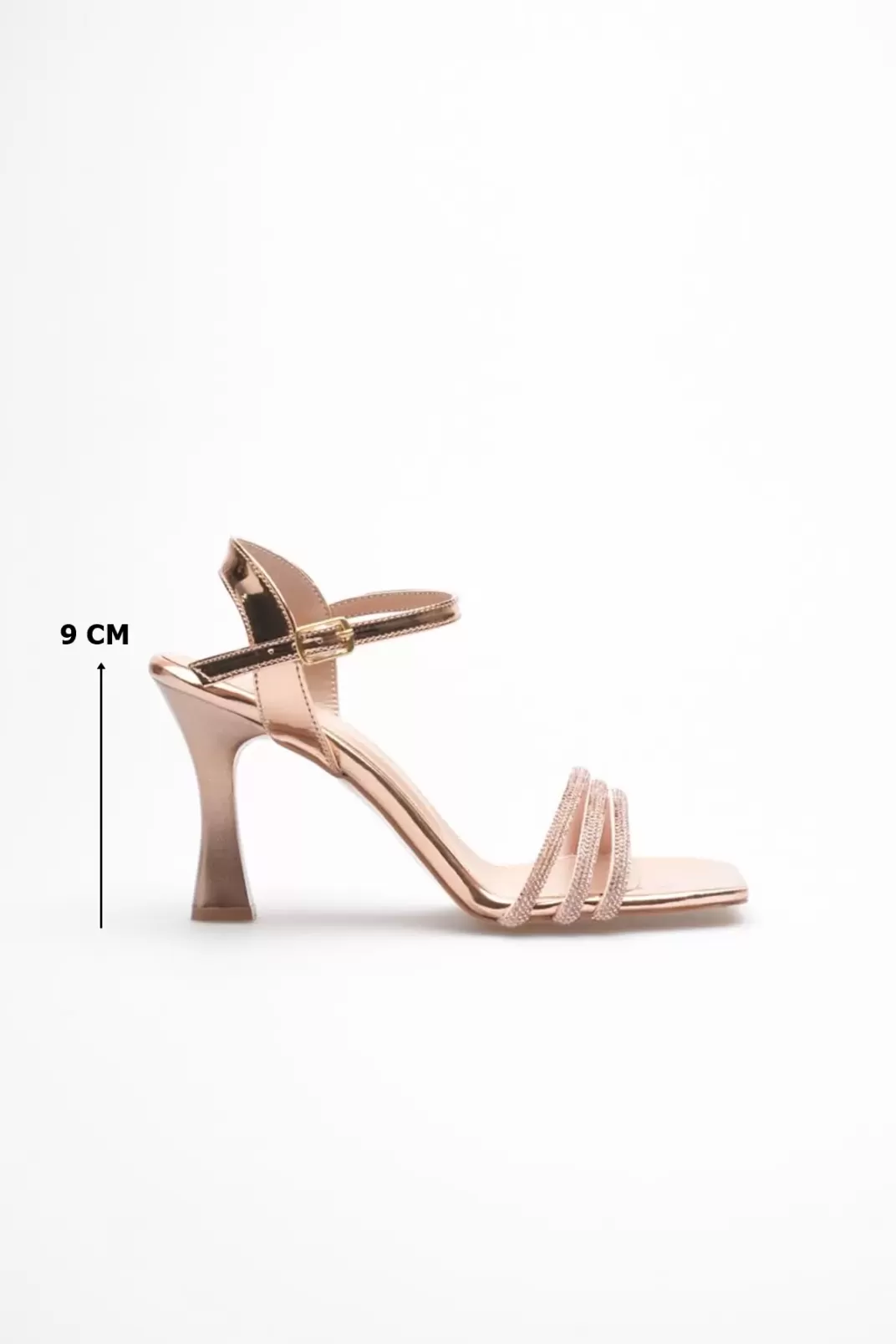 Rose Gold Taşlı İnce Topuklu Abiye Sandalet TR20MY15G