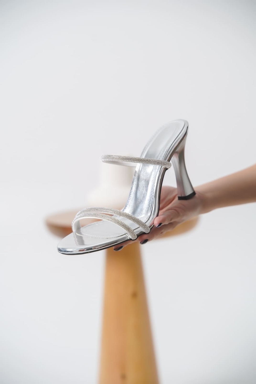 Topuklu Gümüş Kadın Terlik TR20MY24E