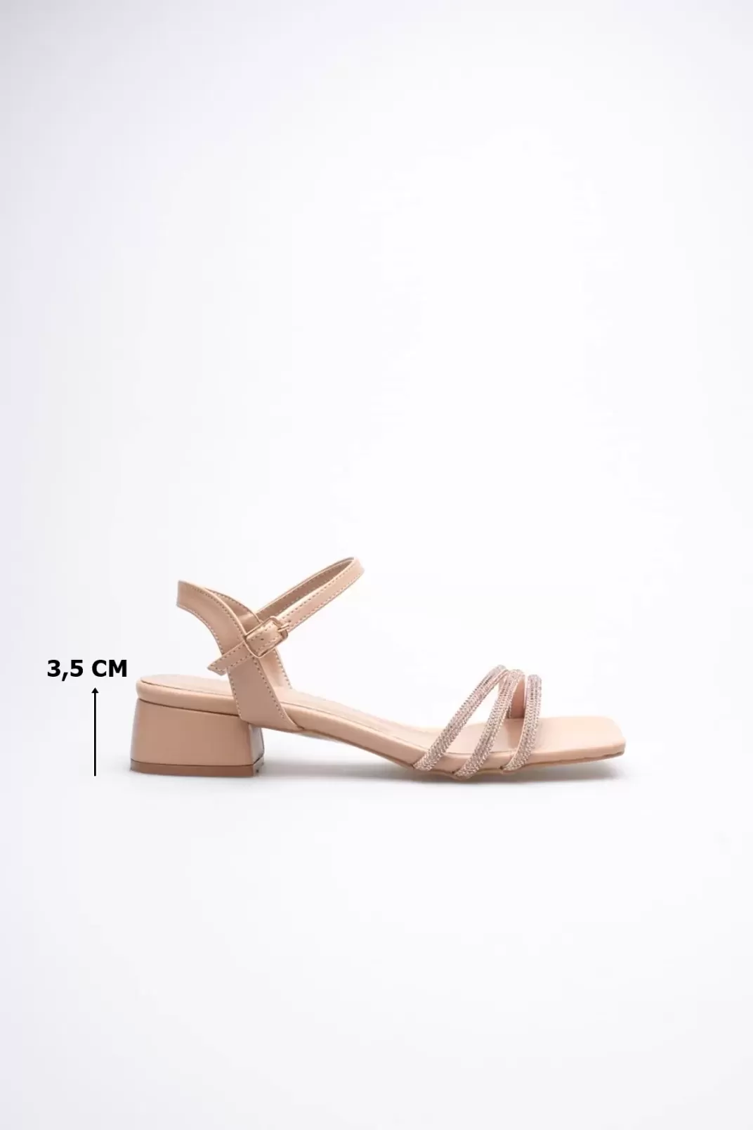 Kadın Nude Taş Detaylı Kalın Topuklu Şık Sandalet TR20MY26D