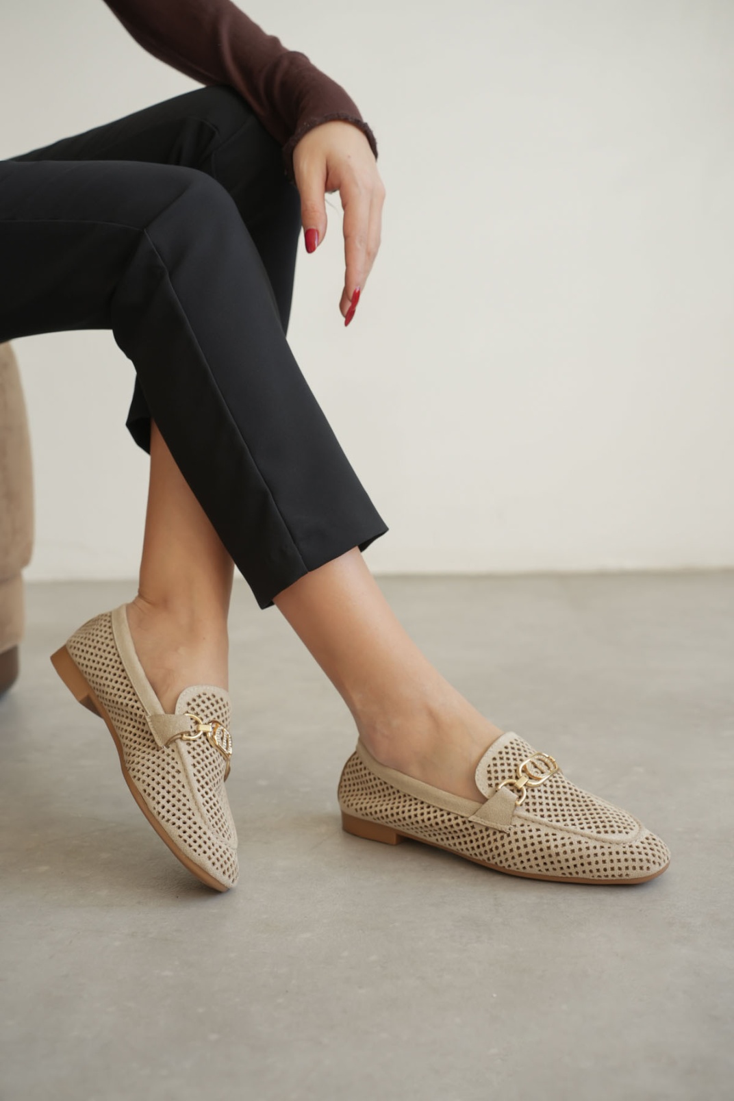 Kadın Süet Bej Günlük Ayakkabı TR27MS02B