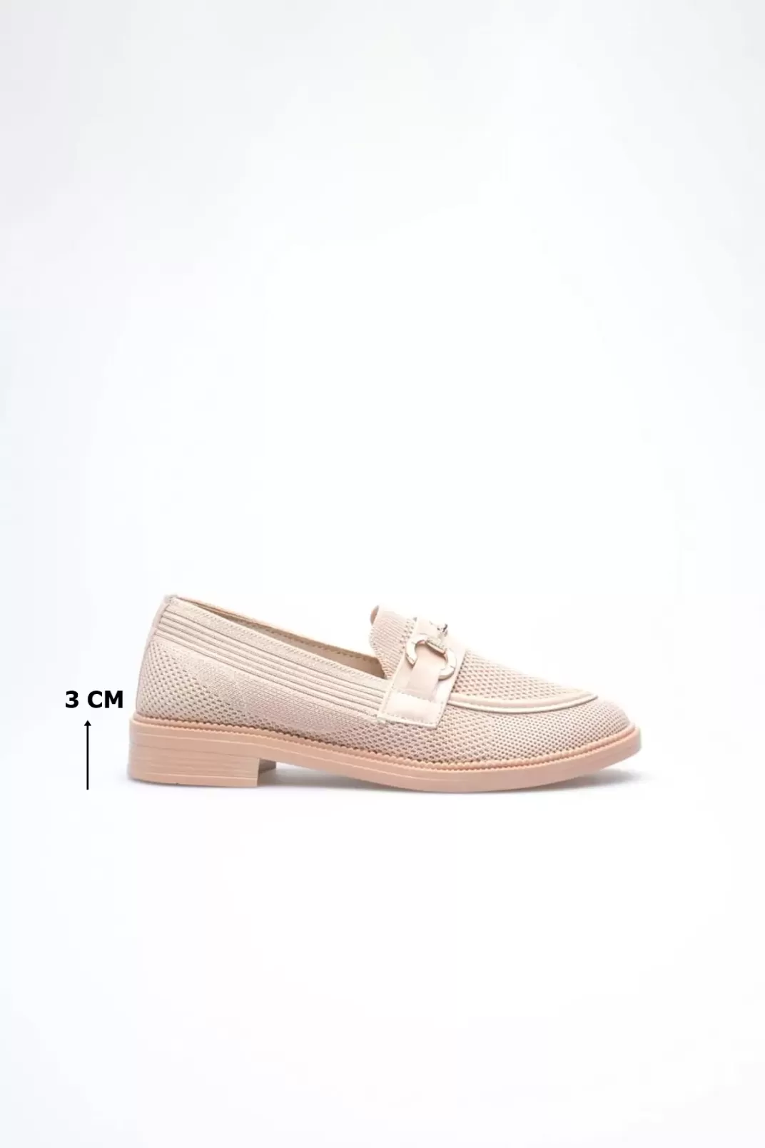 Bej Kadın Loafer Metal Tokalı Rahat Günlük Ayakkabı TR30MS02B