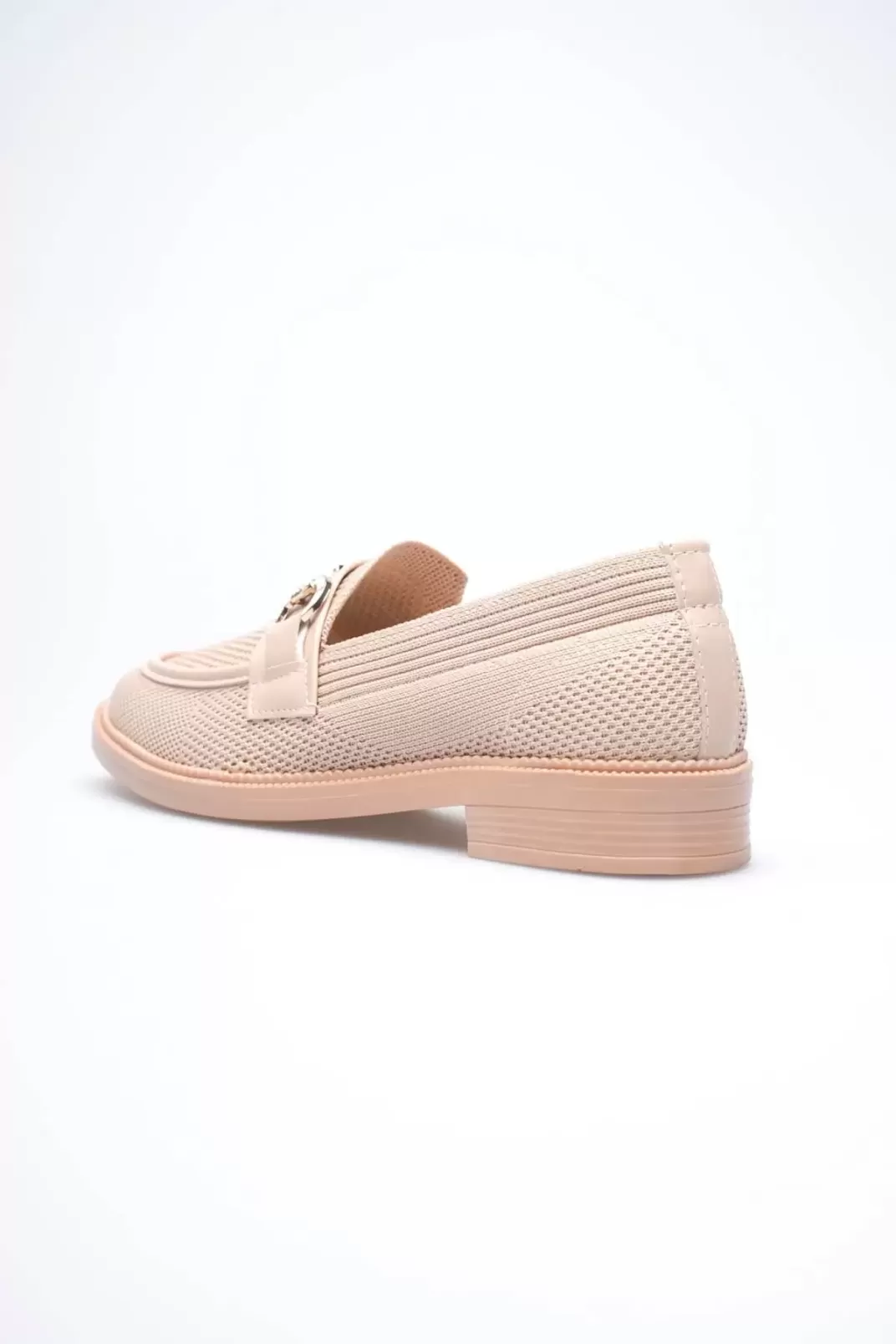 Bej Kadın Loafer Metal Tokalı Rahat Günlük Ayakkabı TR30MS02B