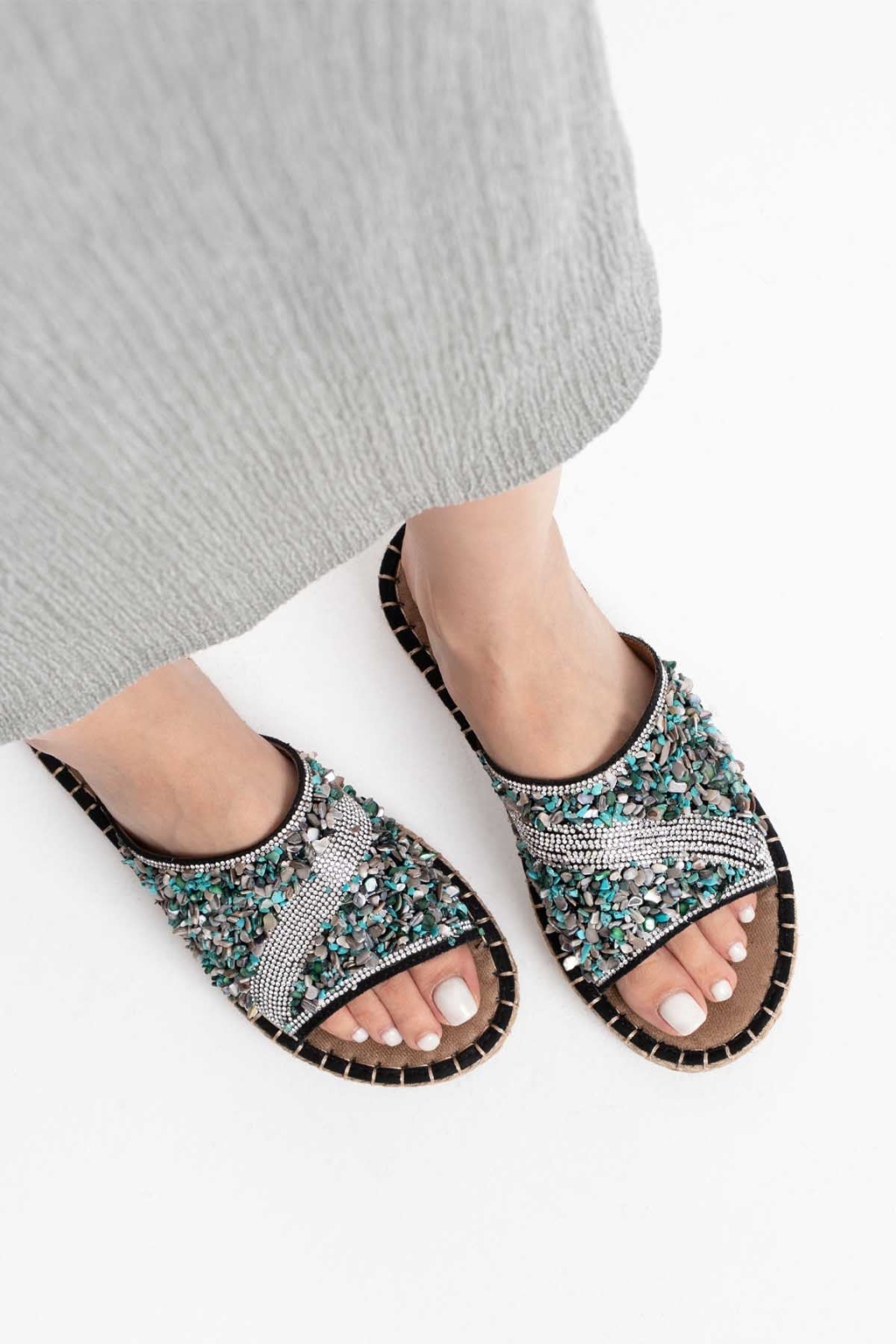 Kadın Siyah Taş İşlemeli Terlik TR35MY08A