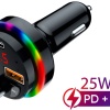 Concord SFT-1 Bluetooth Görüşme ve Müzik RGB Fm Transmitter 25W QC 3.0 PD + 3.1A Çift USB Şarj