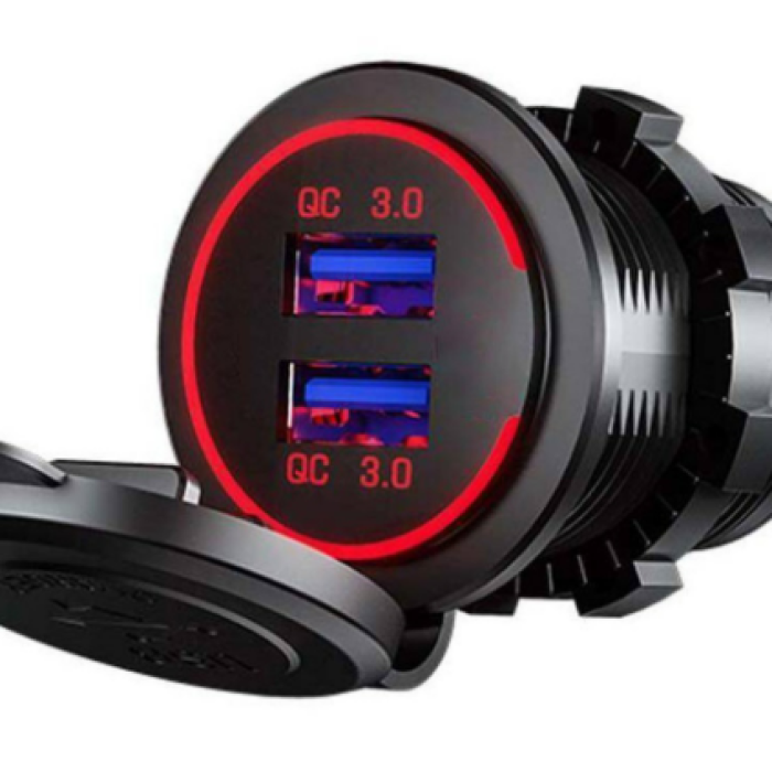 J-Tech CH-30 Hızlı Şarj QC 3.0 Su Geçirmez Usb Araç Şarj Soketi Çift USB