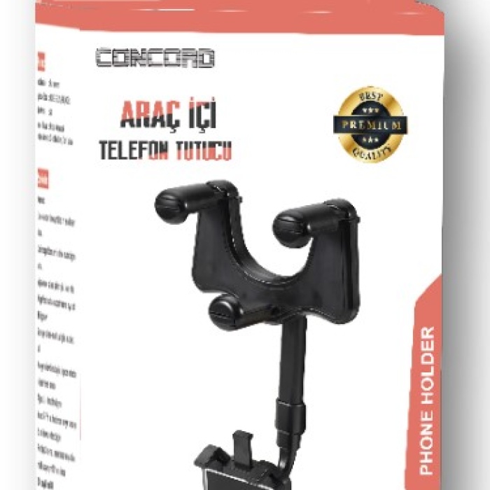 Concrd CH-117 Şık Kullanışlı Dikiz Ayna Cam Masa 360 Dönebilen Araç içi Telefon Tutucu Holder