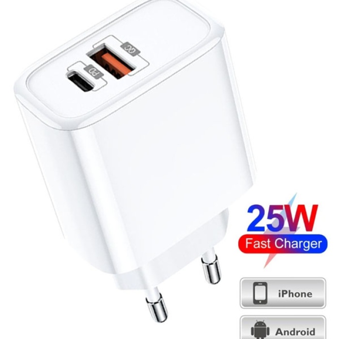 Techson T15-UC25 25W PD USB Ultra Turbo Fast Hızlı Qualcomm Quick Charge 3.0 Şarj Başlık Kafa
