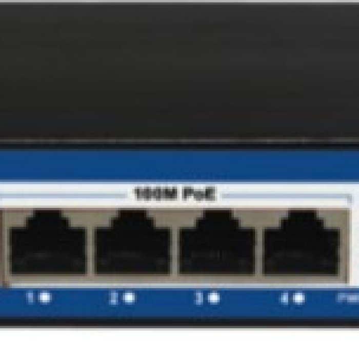NVC-PSE0420 4 Port 10/100Mbps PoE Switch 2 Uplink - 4 Port PoE Switch 65W Watt