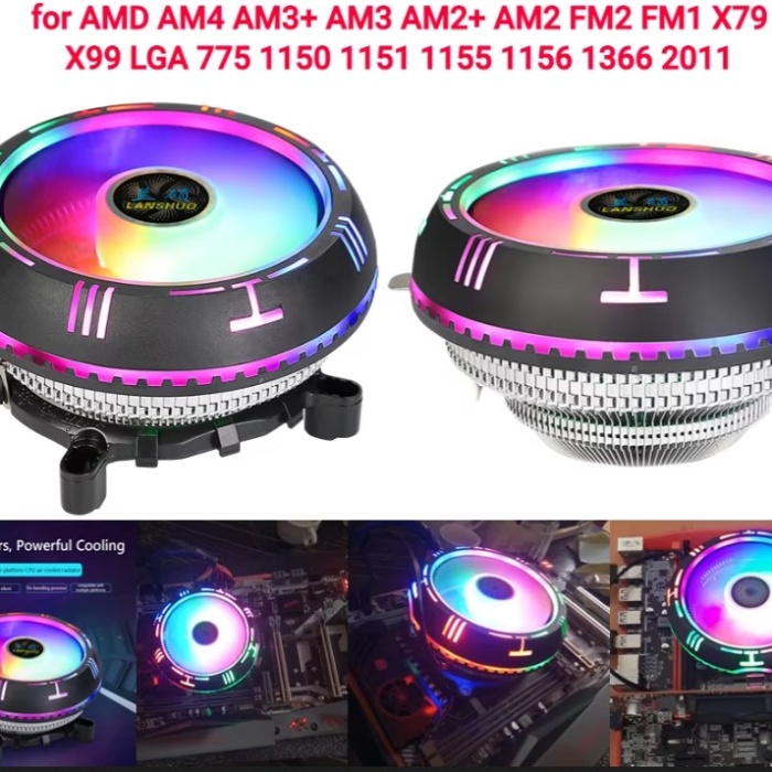 RGB CPU Cooler LGA 775 1150 1151 1155 1200 1700 FM2 AM3 AM3+ AM4 AMD/İNTEL Uyumlu İşlemci FAN