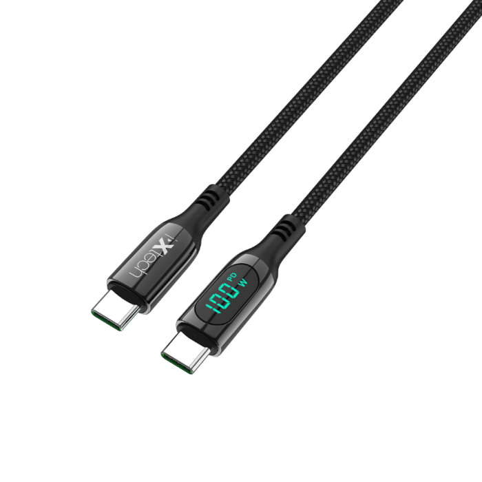 ixtech Ix-UC019 PD 100W Type-C to Type-C Dijital Göstergeli Şarj ve Data Kablosu
