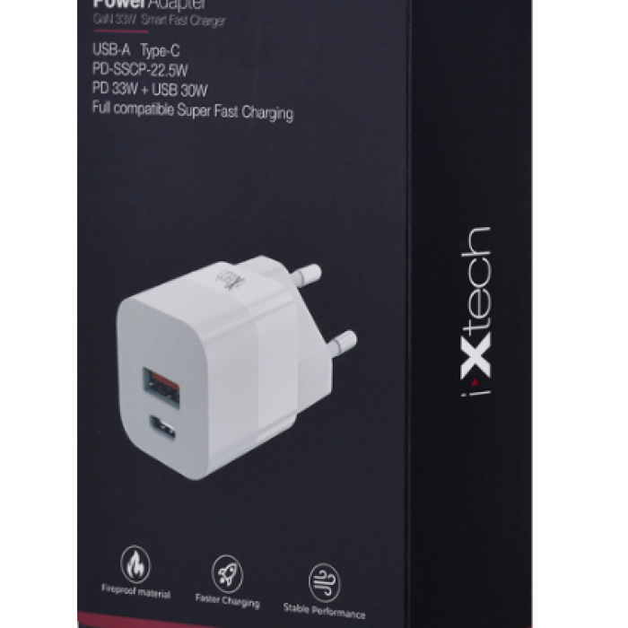 ixtech Ix-HC1 33W Type-C ve Usb Port Akıllı Hızlı Şarj Cihazı