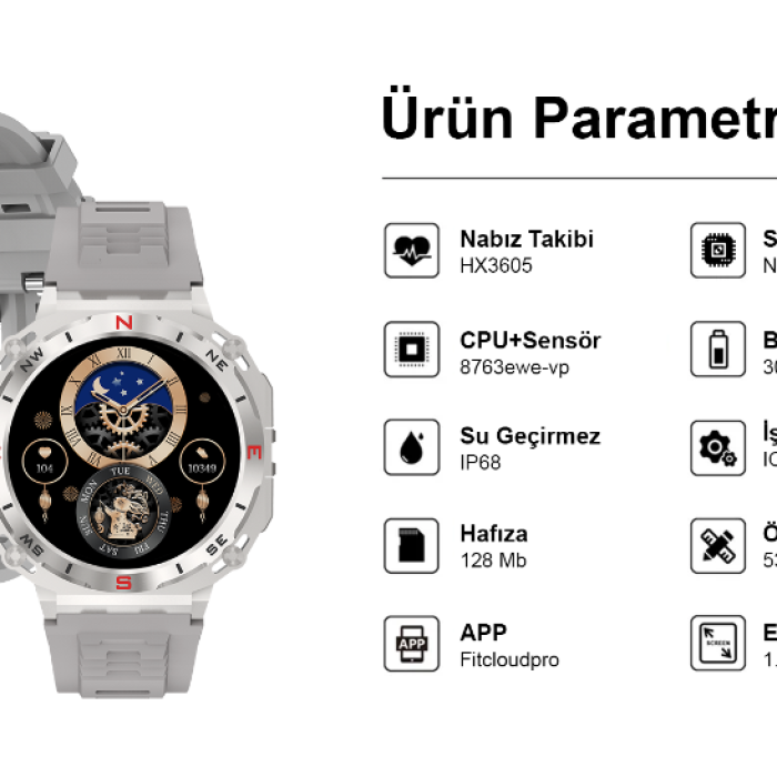 ixtech XeeFit-F1 Akıllı Saat Amoled Ekran Sesli Asistan Konuşma Özellikli
