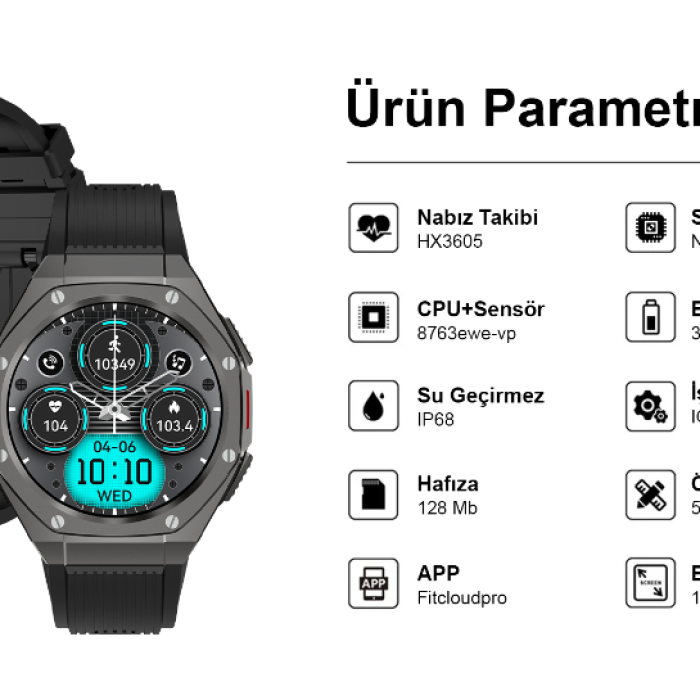 ixtech XeeFit-F2 Akıllı Saat Amoled Ekran Sesli Asistan Konuşma Özellikli
