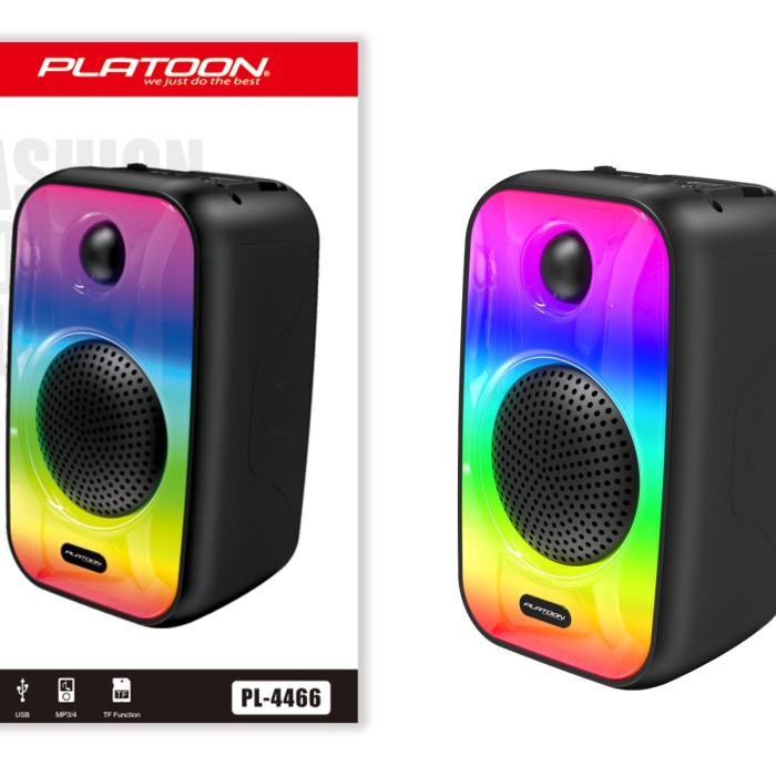 Platoon PL-4466 RGB Hafıza Kartı SD ve USB Girişli Bluetooth Taşınabilir Speaker Hoparlör